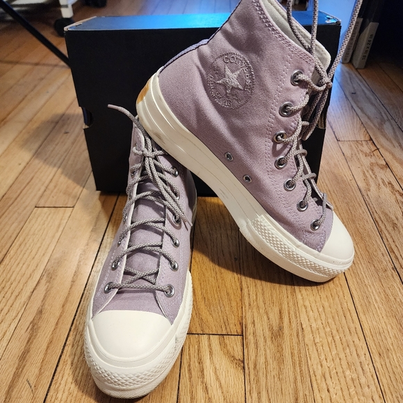 Converse Shoes - CONVERSE CHUCK TAYLORS Lavender Platform Hightops Shoes Sneakers Womens Size 9